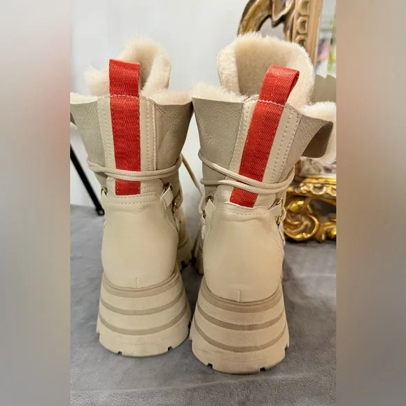 Beautisoles Beige Leather Winter Boots - Picture 3 of 7